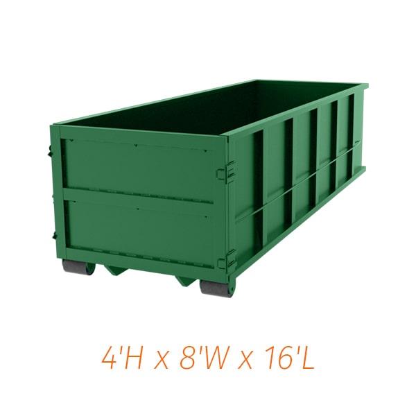 fifteen yard dumpsters can hold a variety of waste types, including household junk, yard waste, construction debris, and more